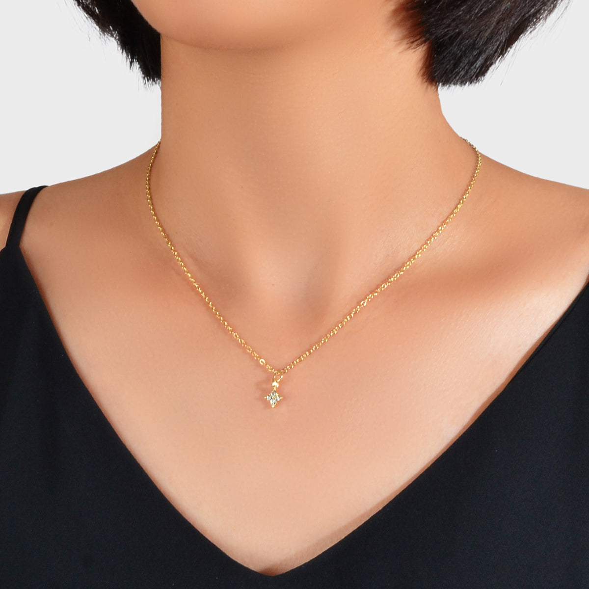 Starlight Gold Rhinestone Pendant Clavicle Collar Necklace