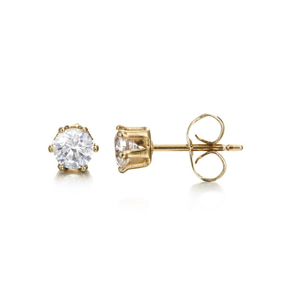 Shine 18ct Heavy Yellow Gold Plated Diamond Stud Earring