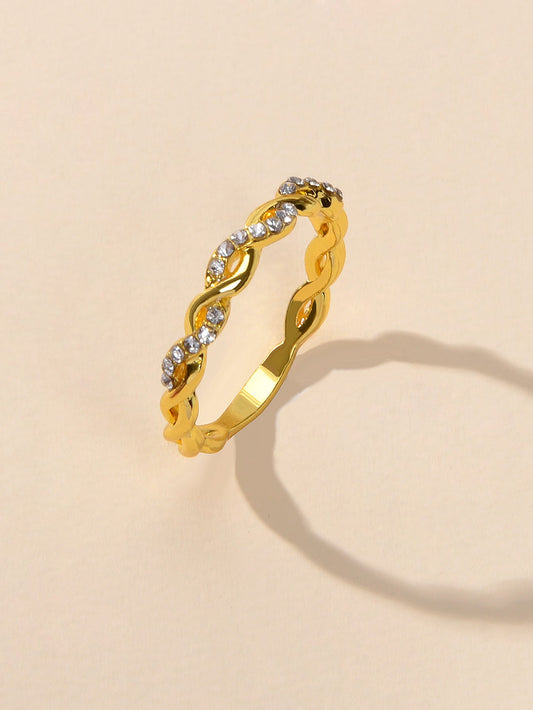 Entangled Stones Rhinestone Gold Ring