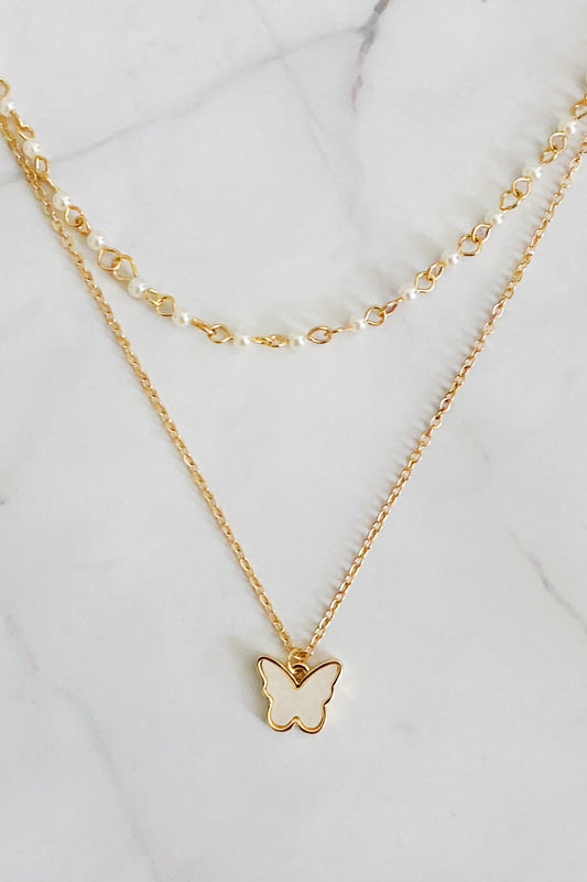 Butterfly Pearls Layered Necklace
