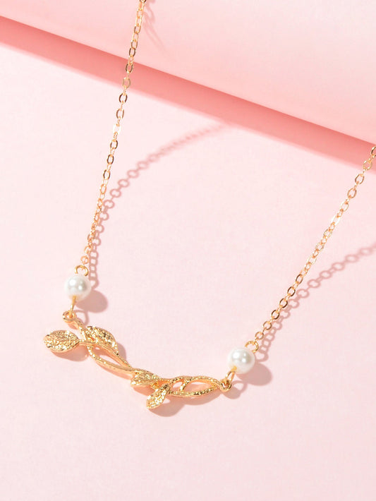 The Golden Vineyard Pearl Gold Charm Necklace