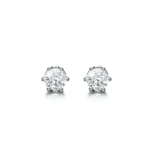 Shine Sterling Silver Plated Diamond Stud Earring