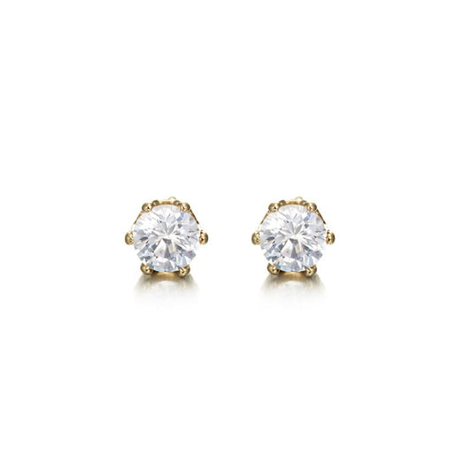 Shine 18ct Heavy Yellow Gold Plated Diamond Stud Earring