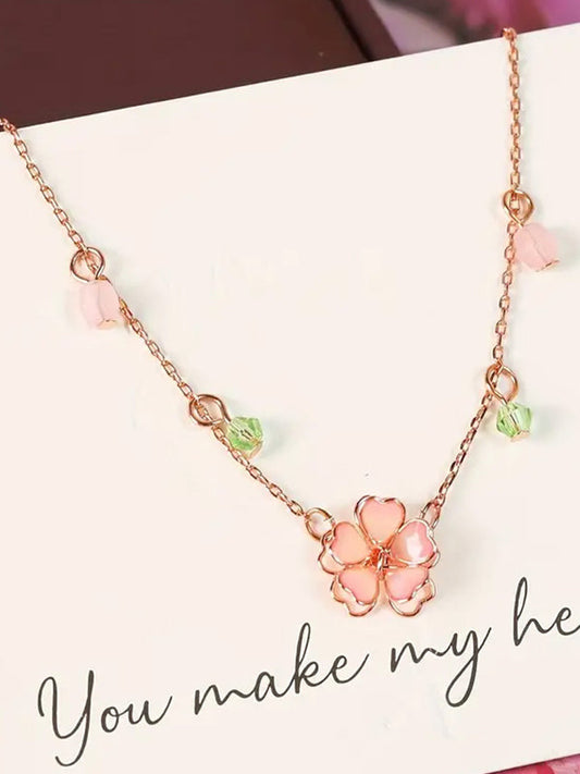 Sakura Whispers Flower Pendant Necklace